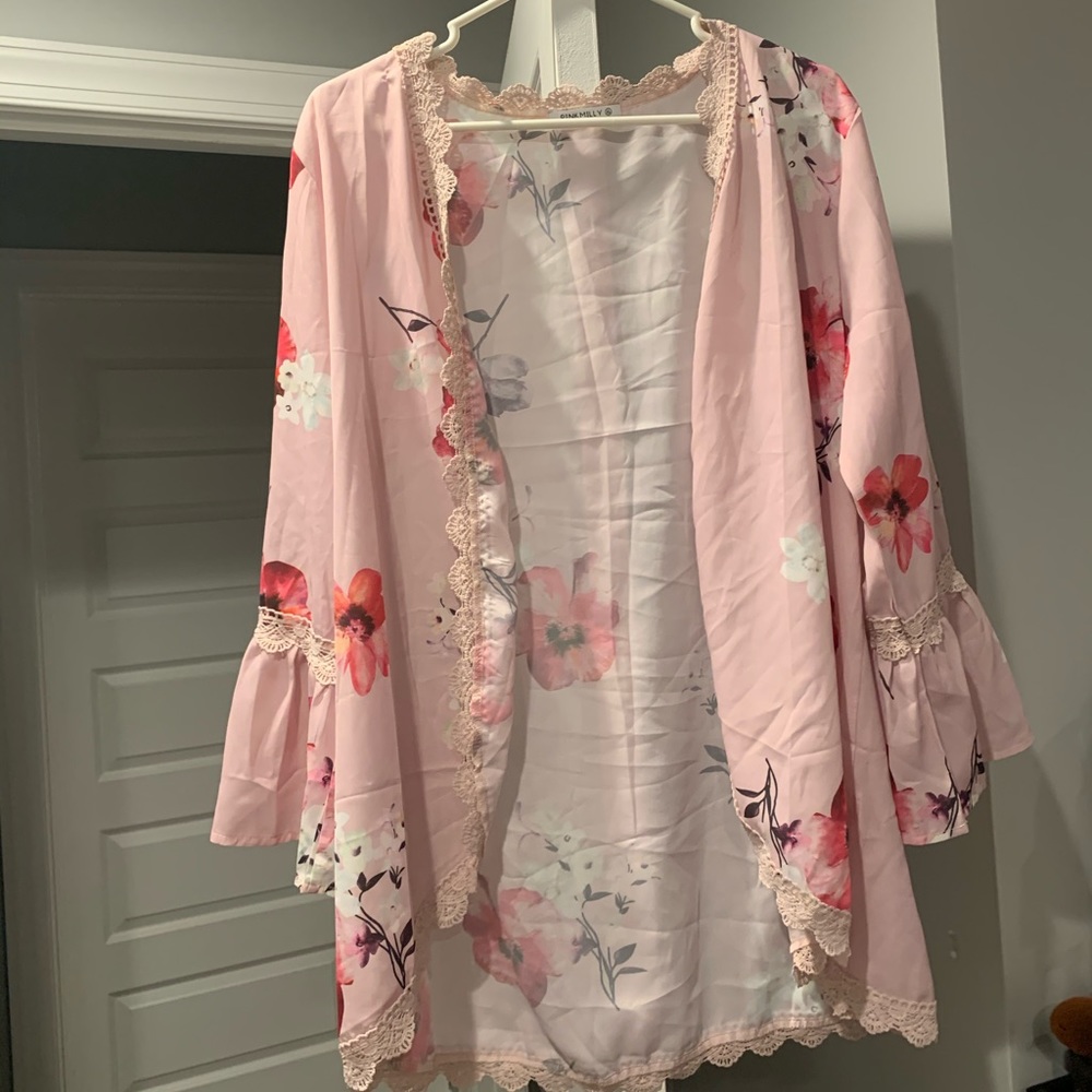 Pink Floral Cardigan